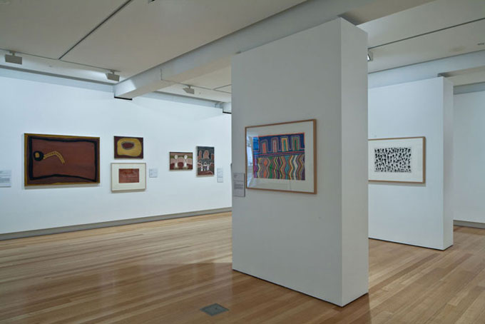 Installation view of 'Traversing borders: Art from the Kimberley' | Photo: Richard Stringer