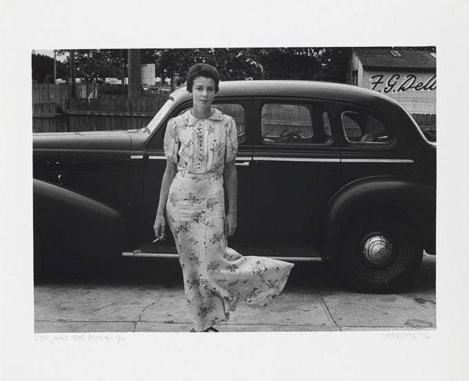 Carol JERREMS 'Lyn and the Buick' 1976 | gelatin silver photograph | National Gallery of Australia, Canberra | Gift of Mrs Joy Jerrems 1981 | copyright Ken Jerrems and the Estate of Lance Jerrems