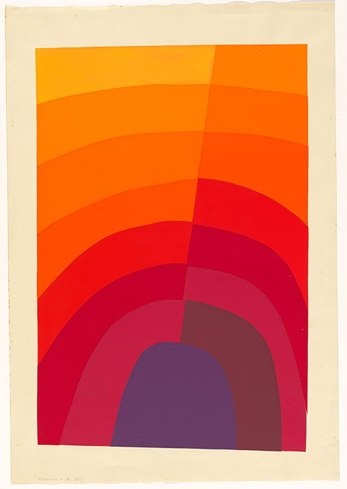 Normana WIGHT, 'Untitled - purple to yellow diagonal' 1967,  screenprint, printed in colour inks, from multiple stencils,   National Gallery of Australia, Canberra, gift of the artist 2013. Donated through the Australian Government's Cultural Gifts Program   Courtesy National Gallery of Australia, Canberra