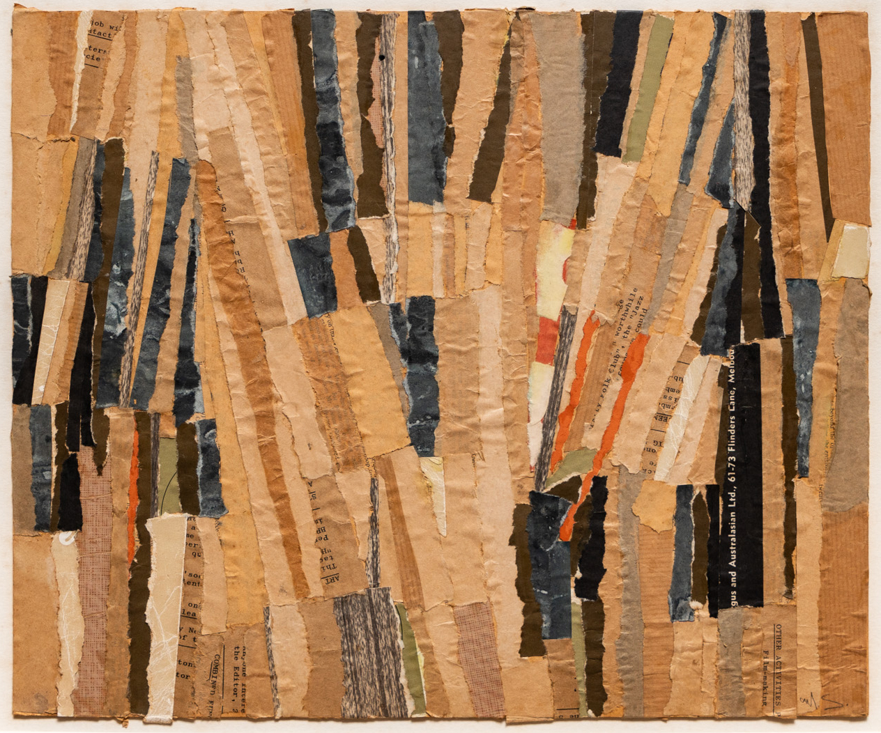 Collage of strips of torn paper