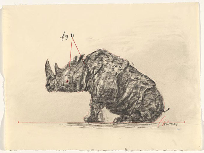 William KENTRIDGE 'Drawing for The Magic Flute (Tamino's Rhinoceros)' 2004 | charcoal, graphite | National Gallery of Australia, Canberra | The Poynton Bequest, 2013