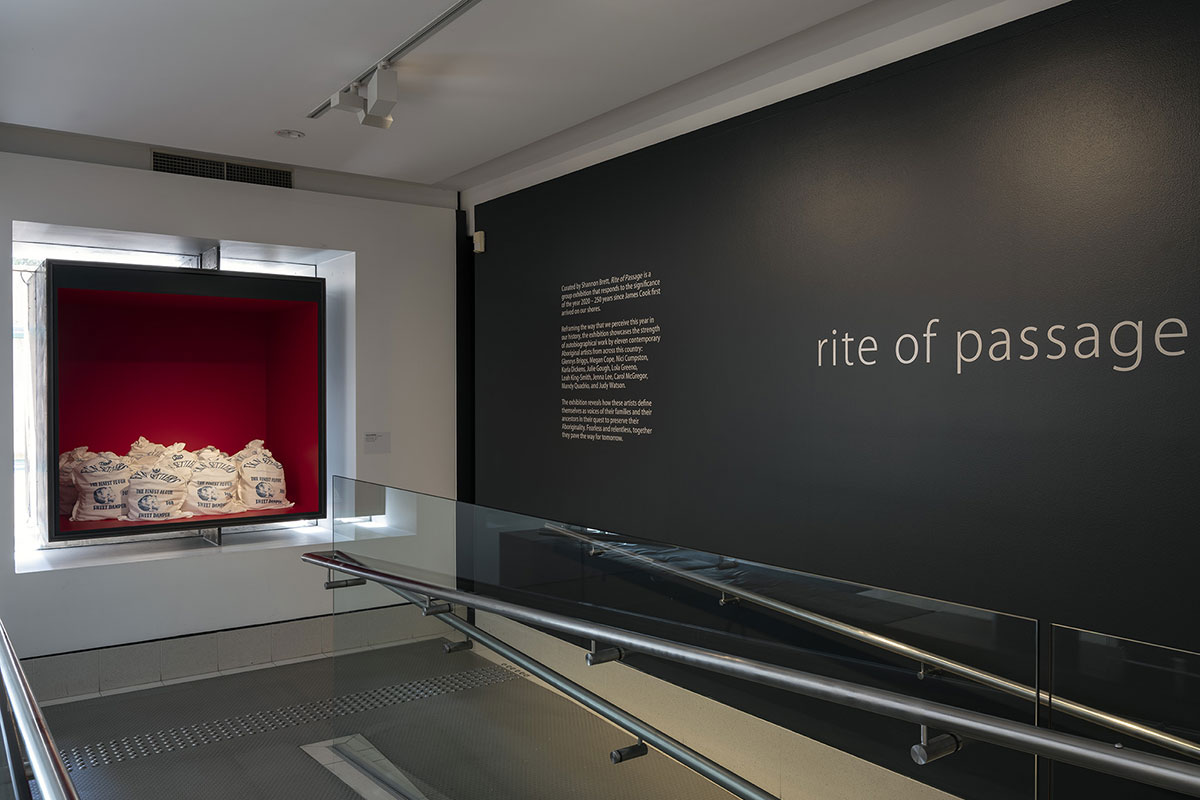 Installation view of 'Rite of Passage', pictured work by Glennys Briggs, QUT Art Museum, 2019. Photo by Carl Warner.