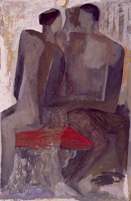 Jon MOLVIG 'The lovers' 1955 | gouache and pastel on cardboard | QUT Art Collection | Purchased 1986