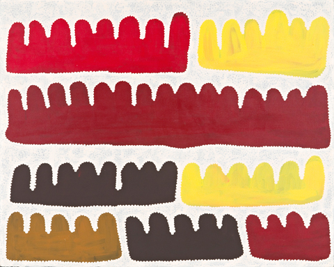 Long Tom Tjapanankga 'Puli Tjuta (Many Hills)' 2000 | acrylic on canvas | Courtesy of the estate of the artist and Aboriginal Artists Agency Ltd