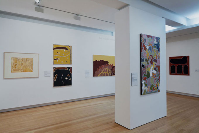 Installation view of 'Traversing borders: Art from the Kimberley' | Photo: Richard Stringer