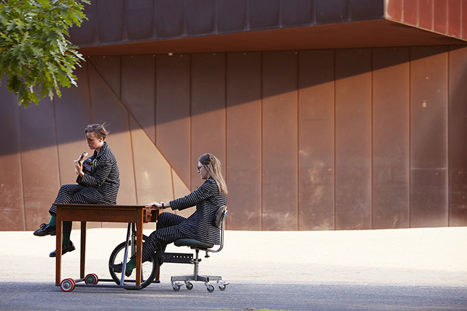 Catherine or Kate 'Wheelie Good Desk' 2016 | sculpture, performance | Courtesy the artists