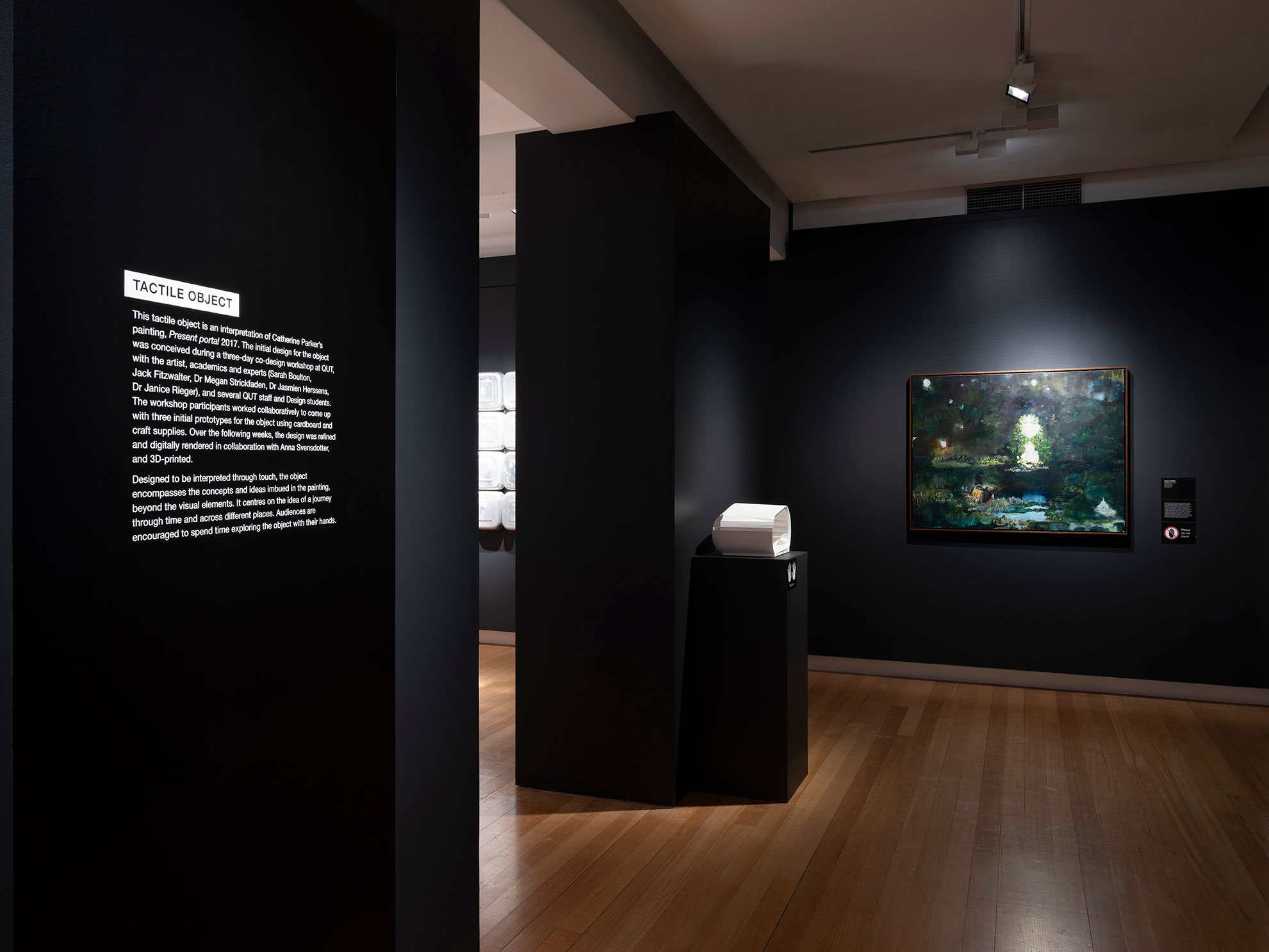 Installation view of 'Vis-ability: Artworks from the QUT Art Collection' (11 May - 4 August 2019), QUT Art Museum. Photo by Carl Warner.