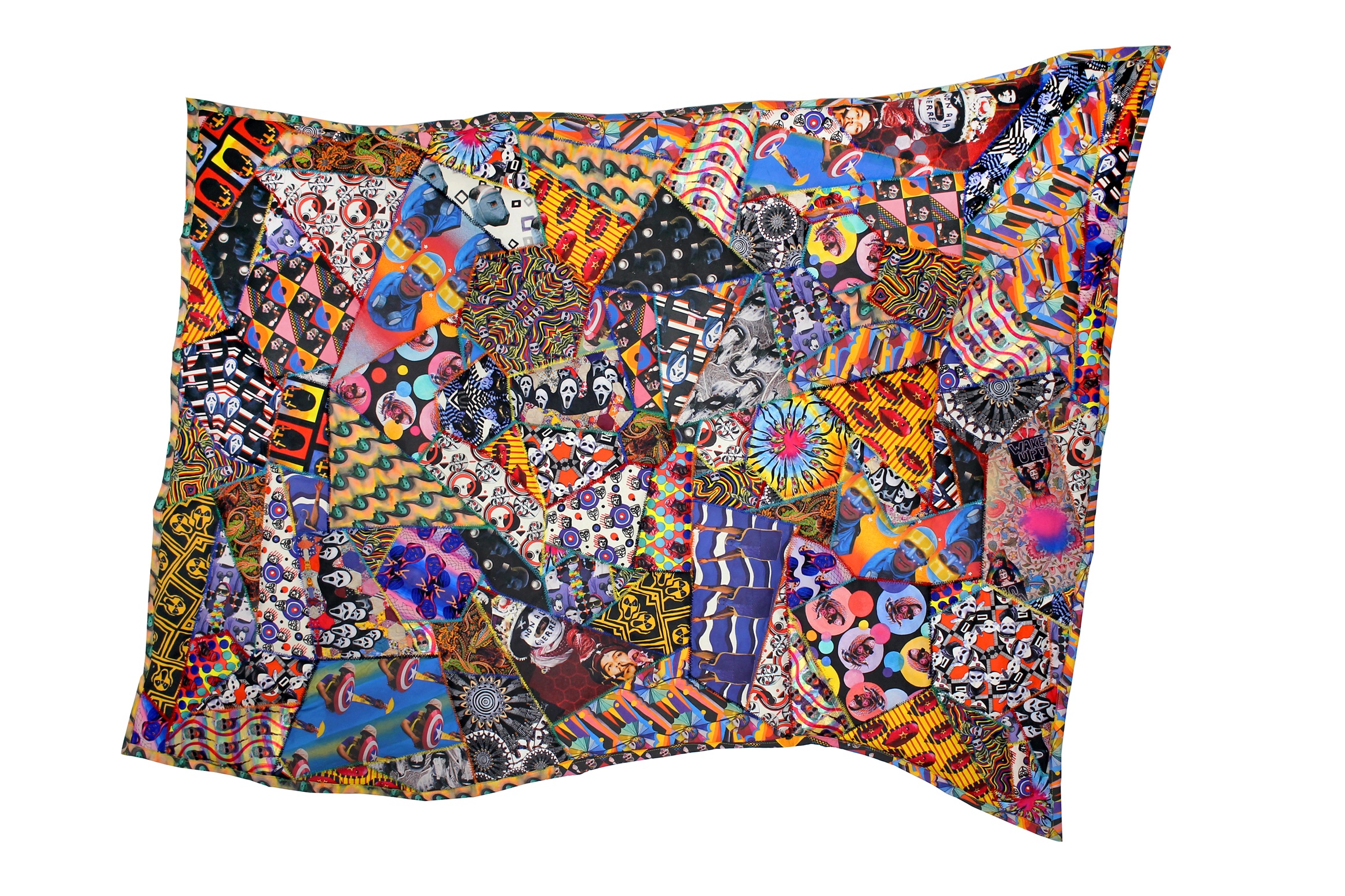 Patchwork quilt with patterned fabric