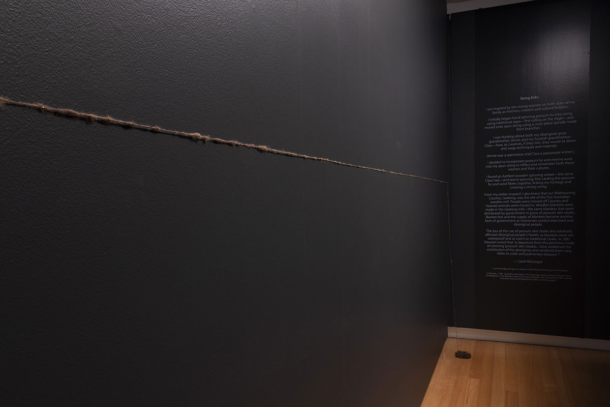 Installation view of 'Rite of Passage', pictured work by Carol McGregor, QUT Art Museum, 2019. Photo by Carl Warner.