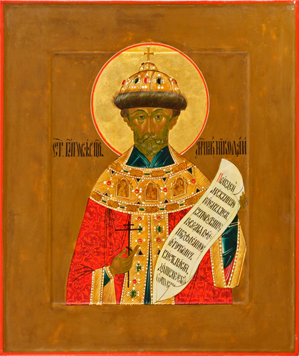 Leonard Brown 'Tzar Martyr Nicholas II' | Egg tempera and gold leaf on wood | Collection of the artist