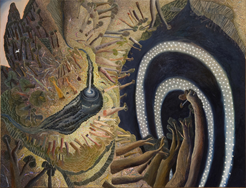 William Robinson 'Creation landscape, darkness and light' | (centre panel for 'The Creation Series') 1988 | Oil on linen | State Art Collection, Art Gallery of Western Australia | Purchased 1989