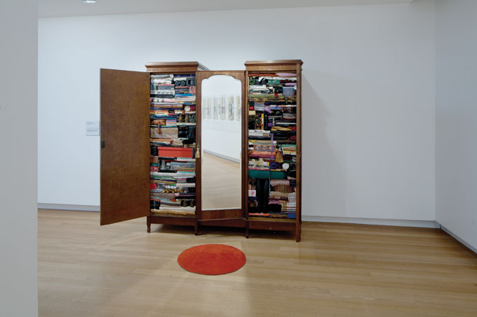 Alfredo and Isabel AQUILIZAN 'Foreigners: Project: Another Country' 2012 | personal belongings, landscape painting, carpet, oak wardrobe | Courtesy of the artists | Photo: Richard Stringer