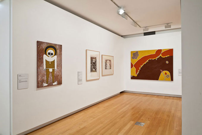 Installation view of 'Traversing borders: Art from the Kimberley' | Photo: Richard Stringer