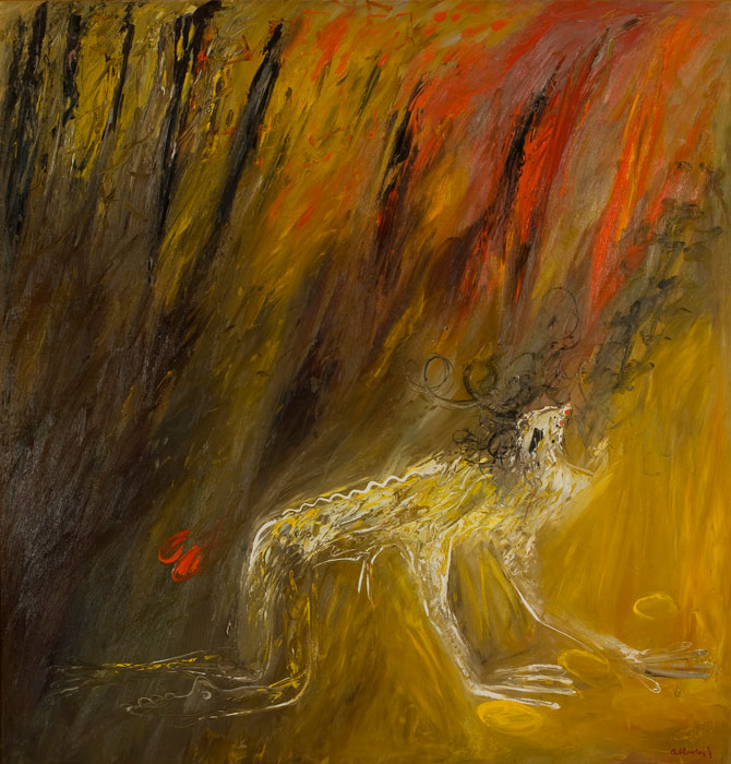 Arthur BOYD 'Nebuchadnezzar in a fire' c1969 | oil on canvas | Bundanon Trust Collection