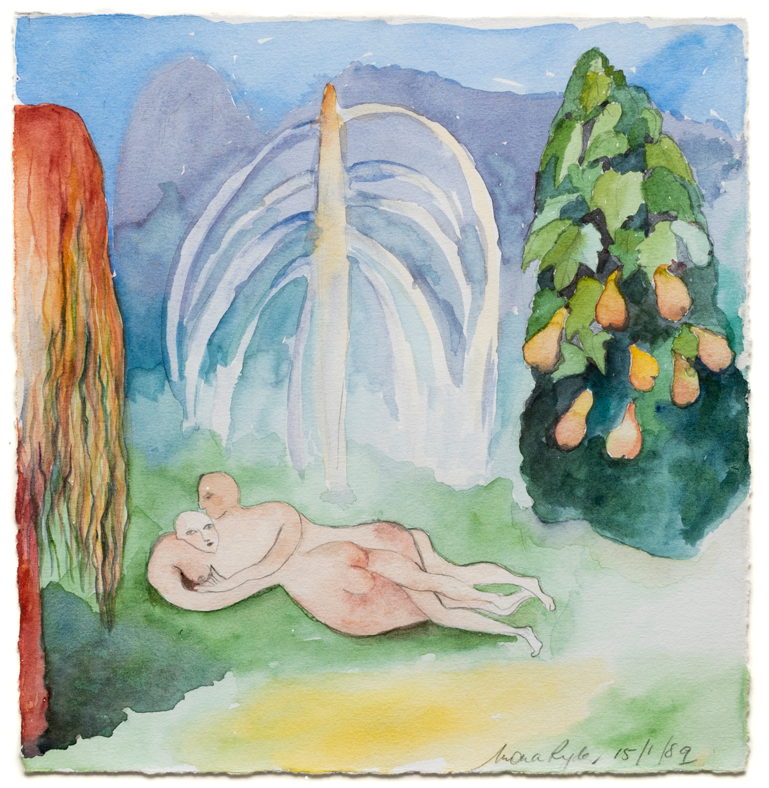 Mona RYDER Garden of heavenly delights 1989, watercolour on paper. Courtesy of the artist.