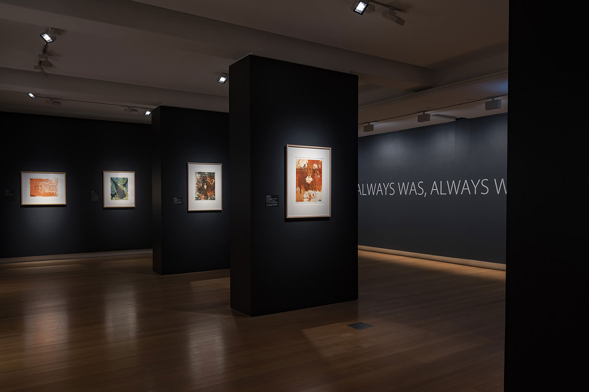 Installation view of 'Rite of Passage', pictured work by Judy Watson, QUT Art Museum, 2019. Photo by Carl Warner.