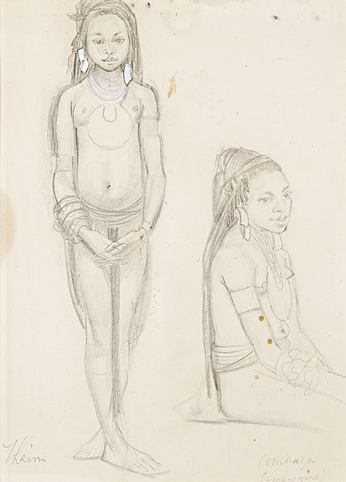 William DOBELL 'Sketch of Thaim and Umbaga' c.1953 | pencil and opaque white on paper | Private collection | Courtesy Deutscher and Hackett, Sydney and Melbourne