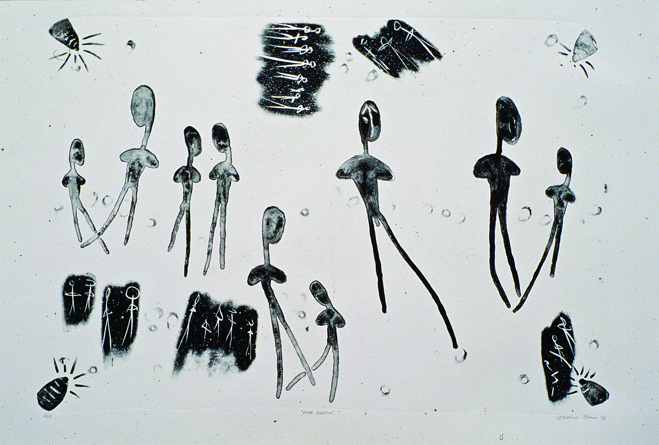 Treahna HAMM, Boob scootin 1996, lithograph. QUT Art Collection. Purchased with the assistance of the Visual Arts/Craft Fund of the Australia Council, 1997