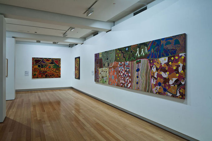 Installation view of 'Traversing borders: Art from the Kimberley' | Photo: Richard Stringer