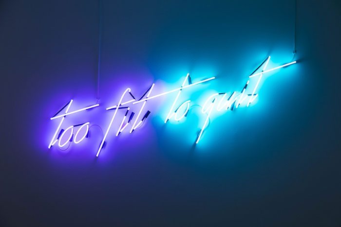 Min WONG   'Too fit to quit' 2017   neon lighting   Courtesy the artist