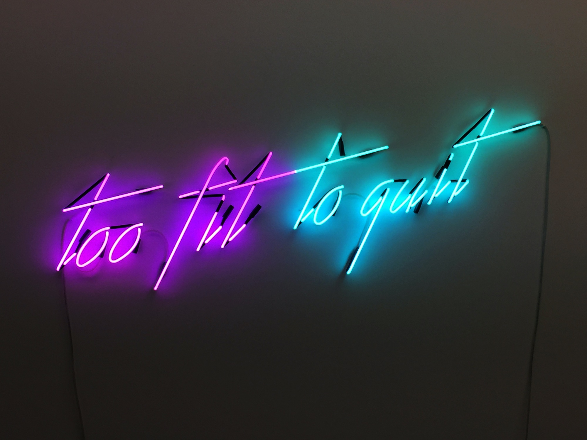 Min WONG   \'Too fit to quit\' 2017   neon lighting   Courtesy the artist