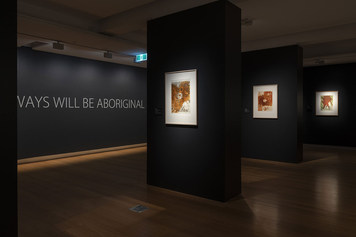 Installation view of 'Rite of Passage', pictured work by Judy Watson, QUT Art Museum, 2019. Photo by Carl Warner.