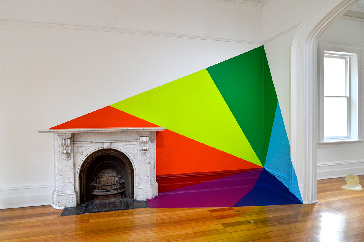 Emma COULTER, 'spatial deconstruction #15 (gemstone and fireplace)' 2016, synthetic polymer paint on architecture, existing fireplace, Linden New Art, St Kilda, Melbourne. Photo: Emma Coulter, Winner, Linden Art Prize. 